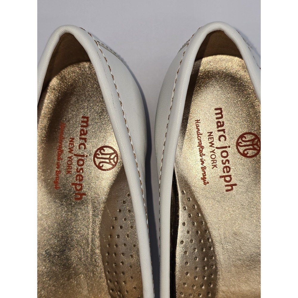 marc joseph NY White Leather Tasseled Gold Accent WALL ST GOLF loafers SZ: 8 EUC - Picture 6 of 7